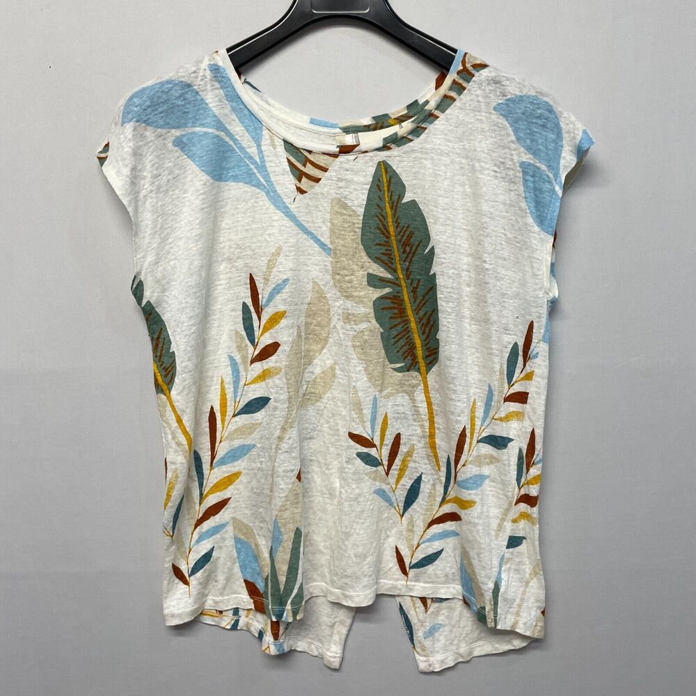 Cynthia Rowley Women 100% Linen Blouse Top Shirt Size XL X-Large Floral M269 -27